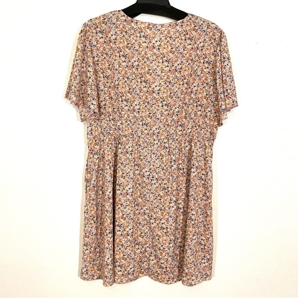 NEW Nemidor Size US 22 V-Neck Boho Swing Wrap Dress Pockets Coral Pink Floral - Picture 4 of 8